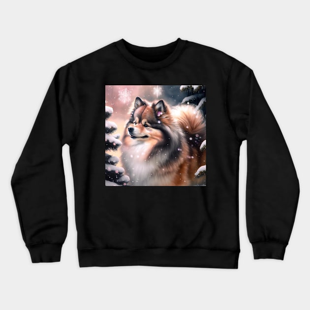 Finnish Lapphund In The Snow Crewneck Sweatshirt by Enchanted Reverie